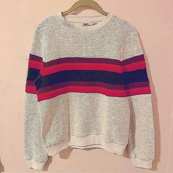 Faherty Vista cream stripe pullover Crewneck cotton looped sweater XS NWT - Picture 6 of 13
